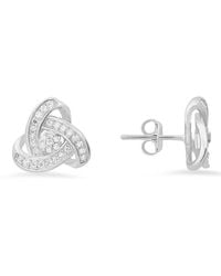 Kylie Harper - Sterling Trinity Love Knot Cz Stud Earrings - Lyst