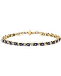 Haus of Brilliance - 18K 3/4 Cttw Diamond And 5 1/3 Cttw Oval Sapphire Alternating Link Bracelet - Lyst