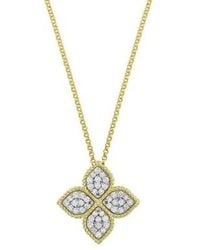Roberto Coin - 18k Yellow Gold Diamond Princess Flower Pendant - Lyst