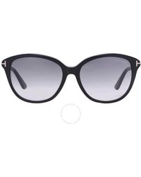 Tom Ford - Karmen Smoke Gradient Oval Sunglasses Ft0329 01b 57 - Lyst