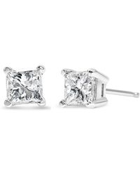 Haus of Brilliance - Ags Certified 3/8 Cttw Princess-cut Square Diamond 4-prong Solitaire Stud Earrings - Lyst
