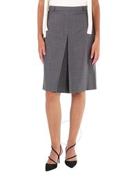 Burberry - Charcoal Box Pleated Detail A-line Skirt - Lyst
