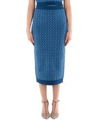 Michael Kors - Logo Jacquard Stretch Knit Pencil Skirt - Lyst