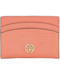 Tory Burch - Crosshatched Robinson Leather Card Case - Lyst