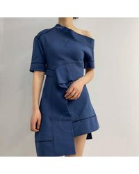 Burberry - One-shoulder Cotton-blend Sweatshirt Dress - Lyst