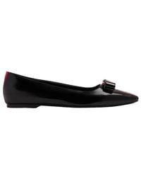 Ferragamo - Vara Bow Leather Ballet Flats - Lyst