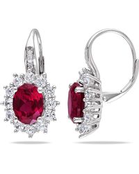 Amour - 8 Ct Tgw Created Ruby And Sapphire Leverback Earrings - Lyst