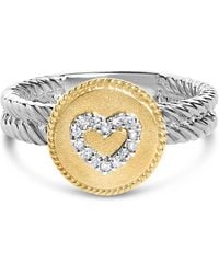 Haus of Brilliance - 18K Plated .925 Sterling Diamond Heart Ring With Satin Finish - Lyst