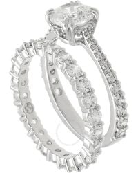 Swarovski - Stilla Rhodium Plated Ring Set (2) Size 60 - Lyst