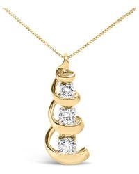 Haus of Brilliance - 10K 1/4 Cttw Diamond 3 Stone Swirl And Drop Pendant Necklace - Lyst