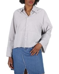 MM6 by Maison Margiela - Ladies Striped Cotton Cropped Shirt - Lyst