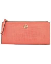 Tory Burch - Coral Crush Patent Leather Robinson Zip Wallet - Lyst