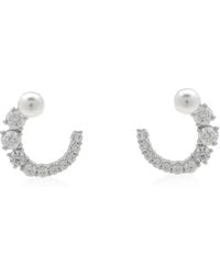 Swarovski - Matrix Pierced Earrings Stud Circle Rhodium Shiny - Lyst