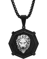 Robert Alton - 1/4Ctw Diamond Stainless Steel With Finish Lion Pendant - Lyst