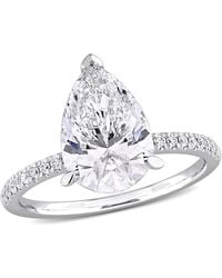 Created Forever - 3 1/6Ct Tw Pear-Shaped And Round-Cut Lab-Grown Diamond Solitaire Engagement Ring - Lyst