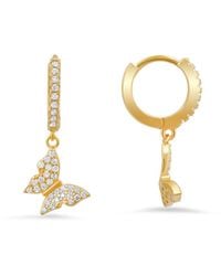Kylie Harper - 14K Over Over Dangling Butterfly Cz Huggy Hoop Earrings - Lyst