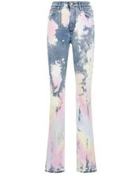Roberto Cavalli - Acid Wash Flared Denim Jeans, Brand Size 44 Us - Lyst
