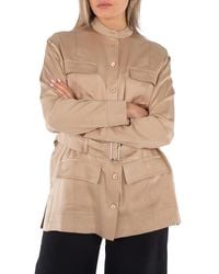 Burberry - Belted-Waist Button-Up Shirt, Brand Size 8 (Us - Lyst