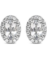 Haus of Brilliance - 10K 5X3 Mm Oval Topaz And Diamond Halo Stud Earrings (I-J Color, I1-I2 Clarity) - Lyst