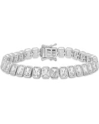 Kylie Harper - Sterling Bezel-Set Emerald-Cut Cz Tennis Bracelet - Lyst
