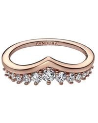 PANDORA - 14K Rose-Plated Timeless Wish Pave Ring - Lyst