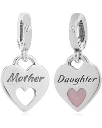 PANDORA - Double Heart Split Dangle Charm - Lyst