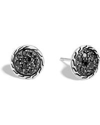 John Hardy - Classic Chain 10mm Silver Black Sapphire Round Stud Earrings - Lyst