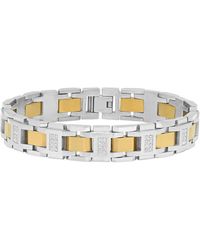 Robert Alton - 3/4Ctw Diamond Stainless Steel With Two-Tone Finish Link Bracelet - Lyst