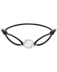 Gucci - Interlocking G Sterling And Cord Friendship Bracelet - Lyst