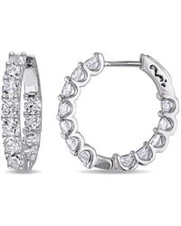 Amour - 4 1/10 Ct Tgw Created Sapphire Inside Outside Hoop Earrings - Lyst