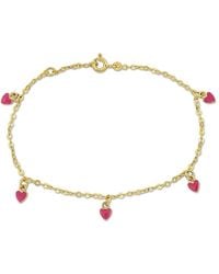 Amour - Enamel Heart Charm Link Chain Station Bracelet - Lyst