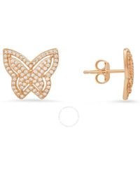 Kylie Harper - 14k Rose Gold Over Silver Pave Butterfly Cubic Zirconia Cz Stud Earrings - Lyst