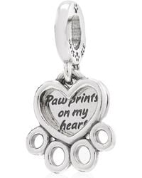 PANDORA - Paw Print And Heart Sterling Dangle - Lyst