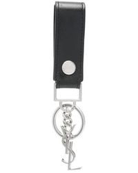 Saint Laurent - Smooth Leather Cassandre Key Ring - Lyst