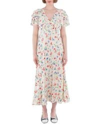 Polo Ralph Lauren - Floral Print Silk Crepe A-Line Dress - Lyst