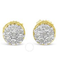 Haus of Brilliance - 10k Yellow Gold Over .925 Sterling Silver 1/7 Cttw Re-cut Miracle-set Diamond Floral Cluster Button Stud Earrings - Lyst