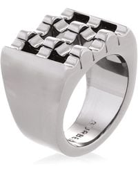 Burberry Engraved Ekd Palladium-plated Signet Ring in Gray for Men