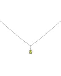 Haus of Brilliance - 10K 5X3Mm Peridot And Diamond Accent Halo Oval Shape Pendant Necklace - Lyst