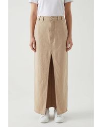 Brunello Cucinelli - Linen Cotton Slit Skirt, Brand Size 38 (Us - Lyst