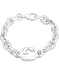 Gucci - Interlocking G Motif Sterling Bracelet Size 19 - Lyst