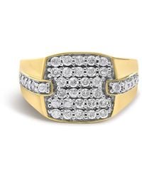Haus of Brilliance - 14K Plated Sterling 1.0 Cttw Diamond Geometric Band Ring - Lyst
