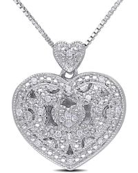 Amour - Diamond Heart Locket Pendant With Chain - Lyst