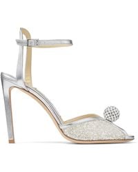 Jimmy Choo - Sacora 100Mm Glitter Tule Heel Sandals, Brand Size 34.5 Us - Lyst