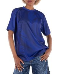 Burberry - Crew Neck Rose Print T-Shirt - Lyst