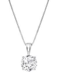 Brilliant Diamond - 1 1/4 Carat, 14K 4 Prong Set Round-Cut Lab Grown Diamond Solitaire Stud Pendant Necklace - Lyst