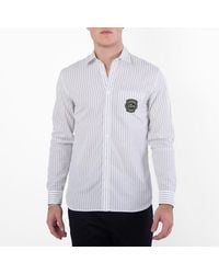 Lacoste - Striped Cotton Poplin Long-Sleeve Shirt, Brand Size 39 (Neck - Lyst