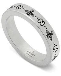 Gucci - Sterling Signature Gg Bee Motif Ring - Lyst