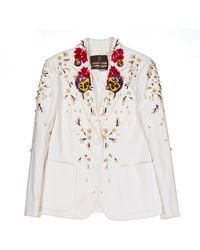 Roberto Cavalli - Embroidered And Beaded Blazer, Brand Size 40 Us - Lyst