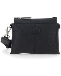 Tod's - Tod's Clutch With Removable Shoulder Strap And Embossed Logo On The Front - Lyst