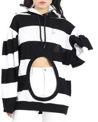 Burberry - Cut-Out Detail Striped Cotton Hoodie - Lyst